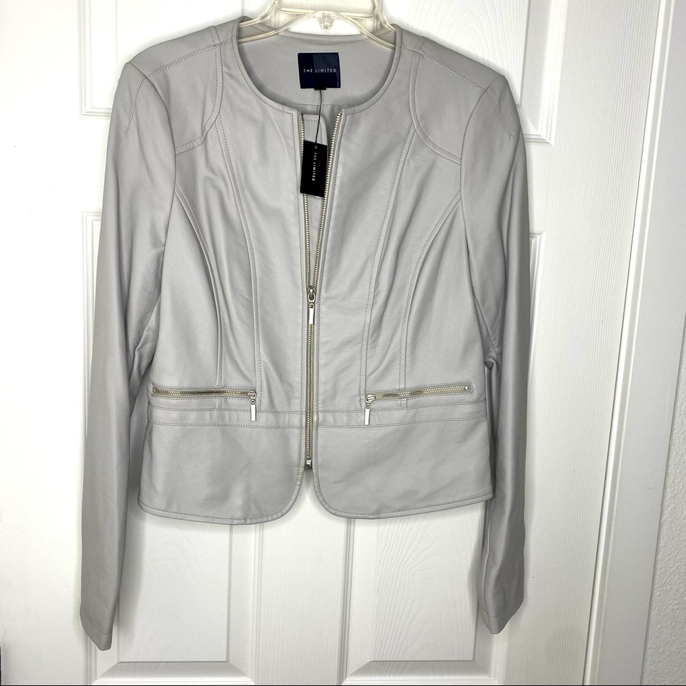 The Limited Faux Leather Jacket NWT Grey Size S